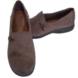 Women's Rockport Cobb Hill Leather Upper Slip On Brown Loafers Size 7